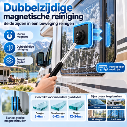 Alles-in-één magnetische glasreiniger — dubbelzijdige reiniging, wasbare pads en veelzijdig gebruik voor thuis en in de auto | Eén set. Helderder glas. Minder moeite. 💎
