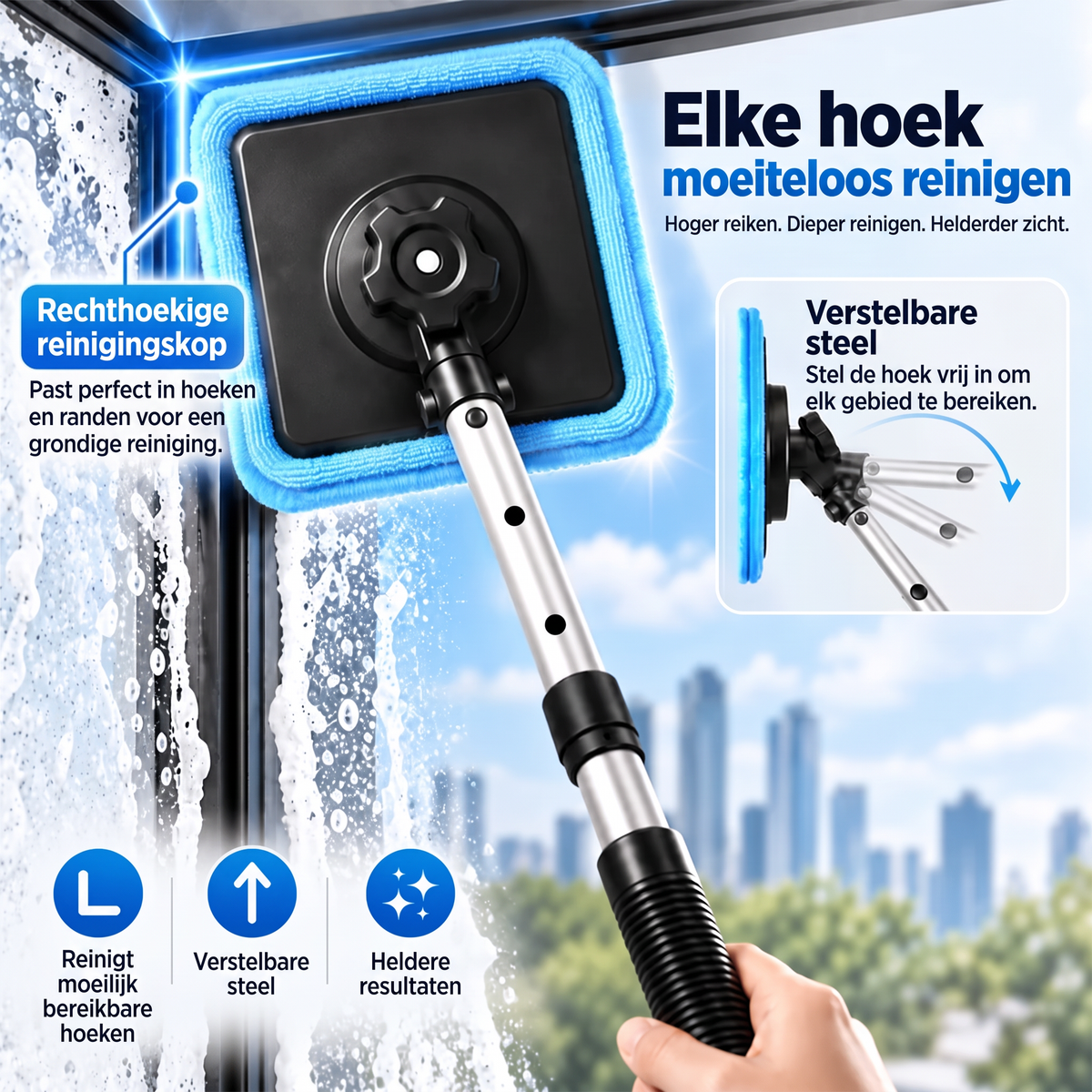 Alles-in-één magnetische glasreiniger — dubbelzijdige reiniging, wasbare pads en veelzijdig gebruik voor thuis en in de auto | Eén set. Helderder glas. Minder moeite. 💎