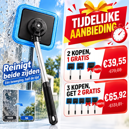 Alles-in-één magnetische glasreiniger — dubbelzijdige reiniging, wasbare pads en veelzijdig gebruik voor thuis en in de auto | Eén set. Helderder glas. Minder moeite. 💎