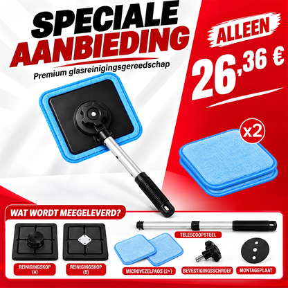 Alles-in-één magnetische glasreiniger — dubbelzijdige reiniging, wasbare pads en veelzijdig gebruik voor thuis en in de auto | Eén set. Helderder glas. Minder moeite. 💎