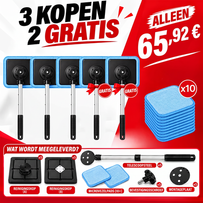 Alles-in-één magnetische glasreiniger — dubbelzijdige reiniging, wasbare pads en veelzijdig gebruik voor thuis en in de auto | Eén set. Helderder glas. Minder moeite. 💎