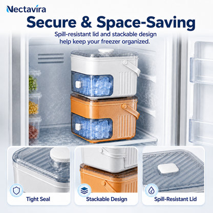 🧊 Nectavira® 2-in-1 ijsblokjesvorm met opbergbak