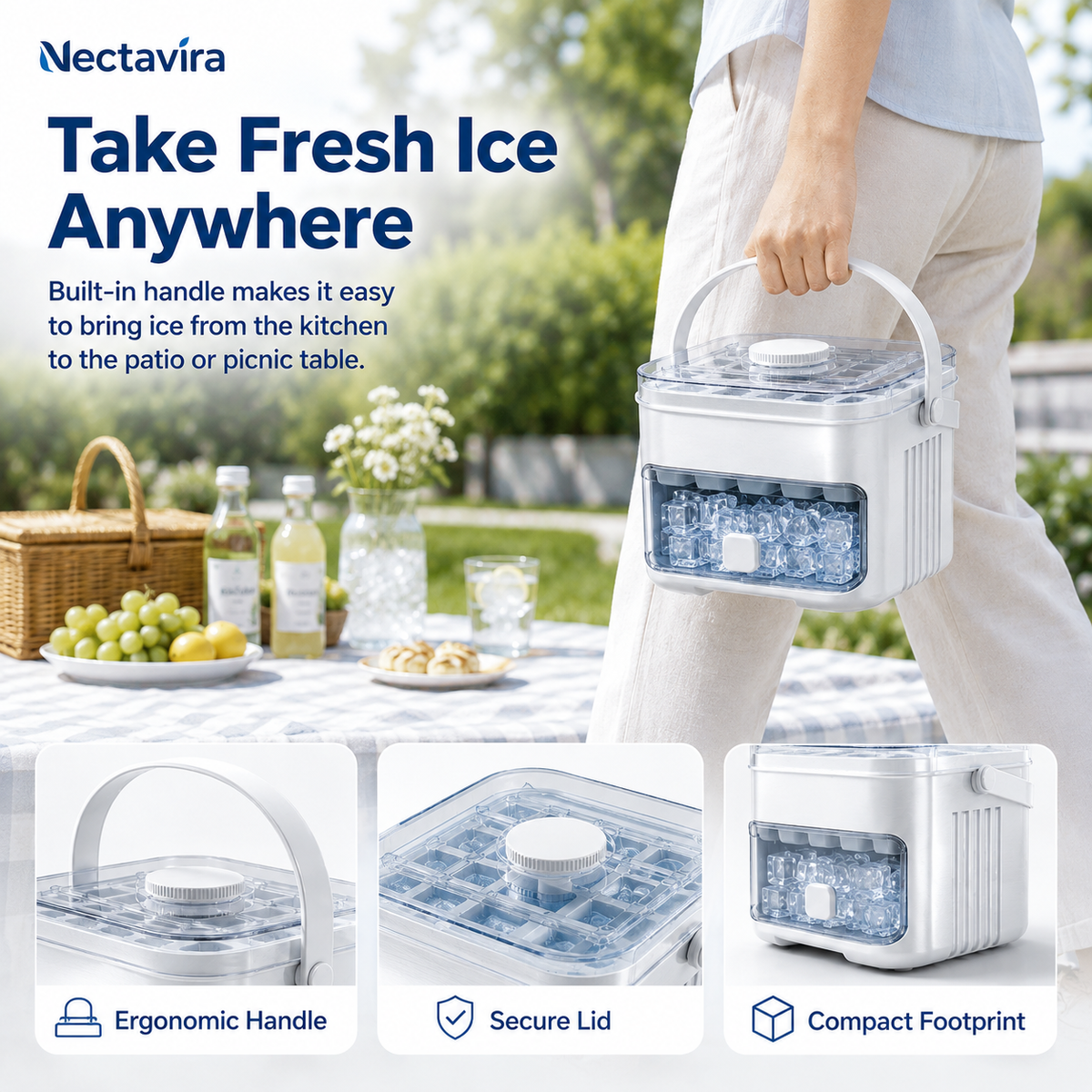 🧊 Nectavira® 2-in-1 ijsblokjesvorm met opbergbak