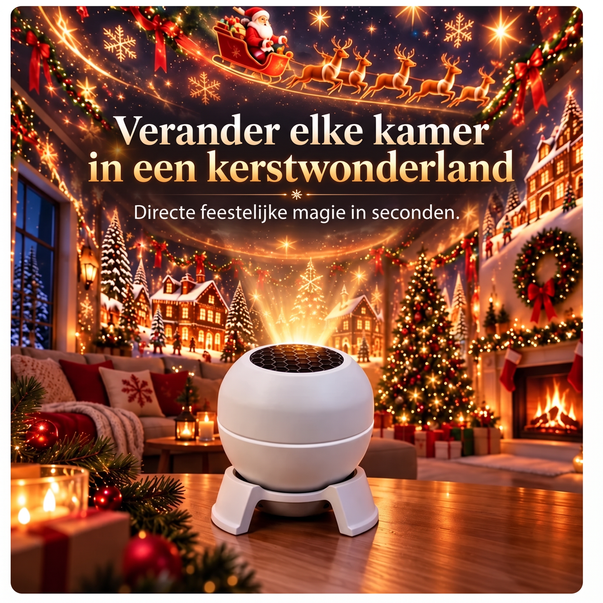 🍁🎄Draaibare kerstlichtprojector – 8 feestelijke motieven